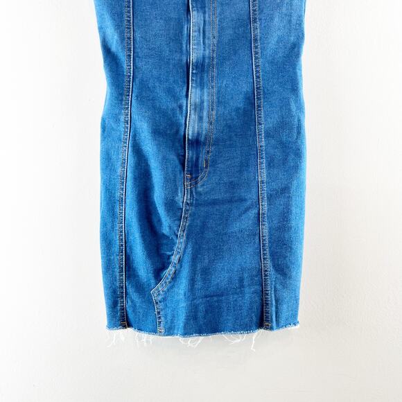 Edikted Strapless Ebony Bodycon Denim Mini Dress Blue Small - Picture 8 of 8